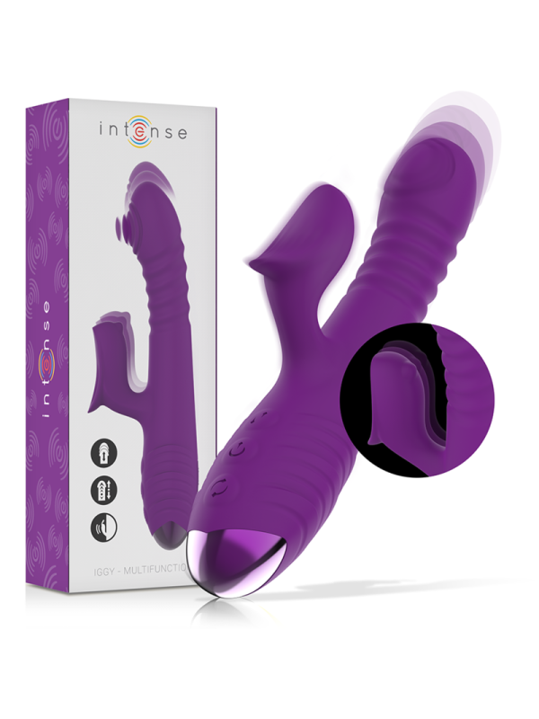 INTENSE - IGGY VIBRADOR MULTIFUNCIÓN RECARGABLE UP & DOWN CON ESTIMULADOR DE CLITORIS MORADO