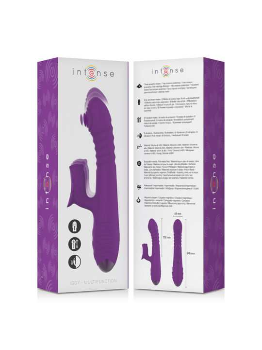 INTENSE - IGGY VIBRADOR MULTIFUNCIÓN RECARGABLE UP & DOWN CON ESTIMULADOR DE CLITORIS MORADO