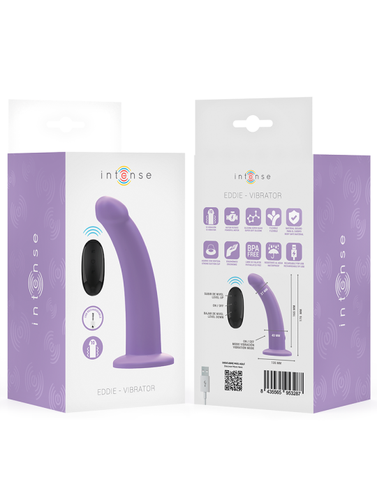 INTENSE - EDDIE VIBRADOR 17,5 CM 10 VIBRACIONES MORADO CONTROL REMOTO