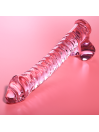 Versión en cristal rosa del dildo Nebula Series by Ibiza Modelo 23, con su nervadura helicoidal