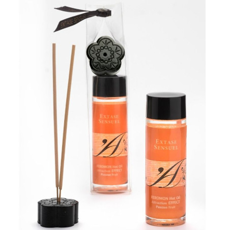 EXTASE SENSUAL - ACEITE MASAJE EFECTO CALOR CON FEROMONAS FRUTA DE LA PASION