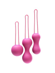 Set Je Joue Ami en fucsia: tres bolas chinas de silicona con peso progresivo y cordón