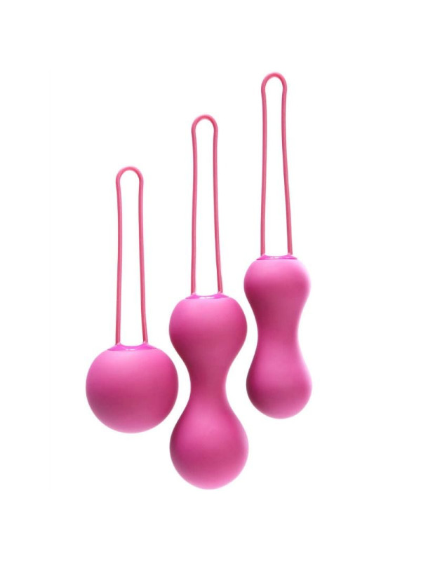 Set Je Joue Ami en fucsia: tres bolas chinas de silicona con peso progresivo y cordón