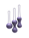 Bolas chinas Je Joue Ami en lila, una bola sencilla y dos dobles con cordón de extracción