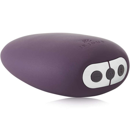 Vibrador clitorial Je Joue Mimi en morado, con sus tres botones de control en un extremo
