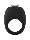 Anillo vibrador Je Joue Mio en negro, vista frontal con la placa de botones en la parte superior