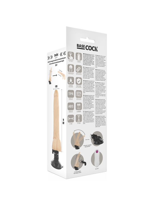 BASECOCK - VIBRADOR REALÍSTICO CONTROL REMOTO 19 CM -O- 4 CM