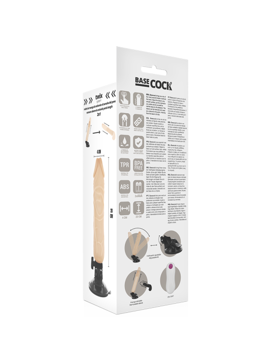 BASECOCK - VIBRADOR REALÍSTICO CONTROL REMOTO 20 CM -O- 4 CM