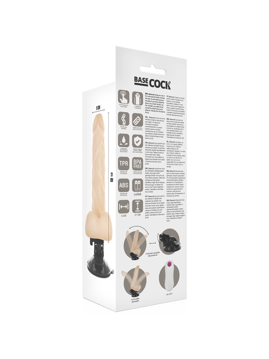 BASECOCK - VIBRADOR REALÍSTICO ARTICULABLE CONTROL REMOTO 21 CM -O- 5 CM