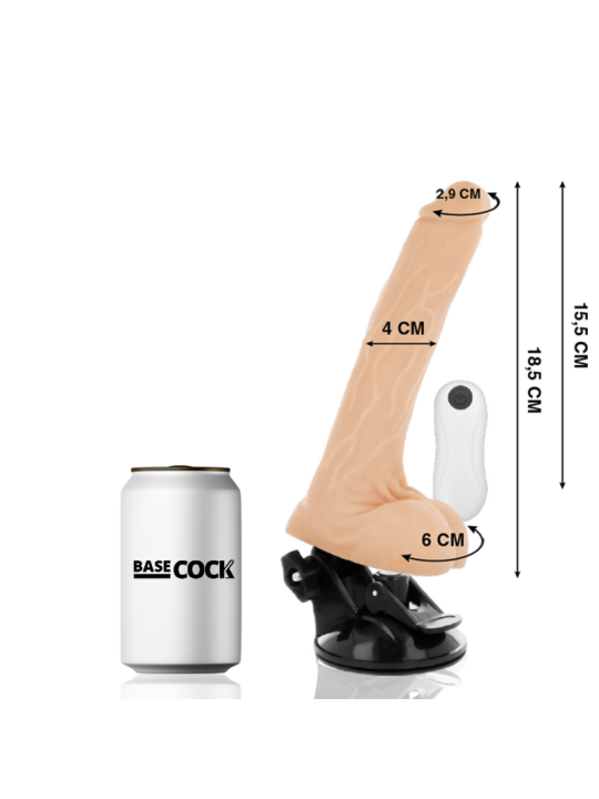 BASECOCK - VIBRADOR REALÍSTICO ARTICULABLE CONTROL REMOTO 18.5 CM -O- 4 CM