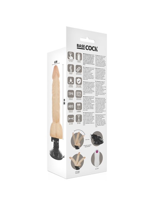 BASECOCK - VIBRADOR REALÍSTICO ARTICULABLE CONTROL REMOTO 20 CM -O- 4.5 CM