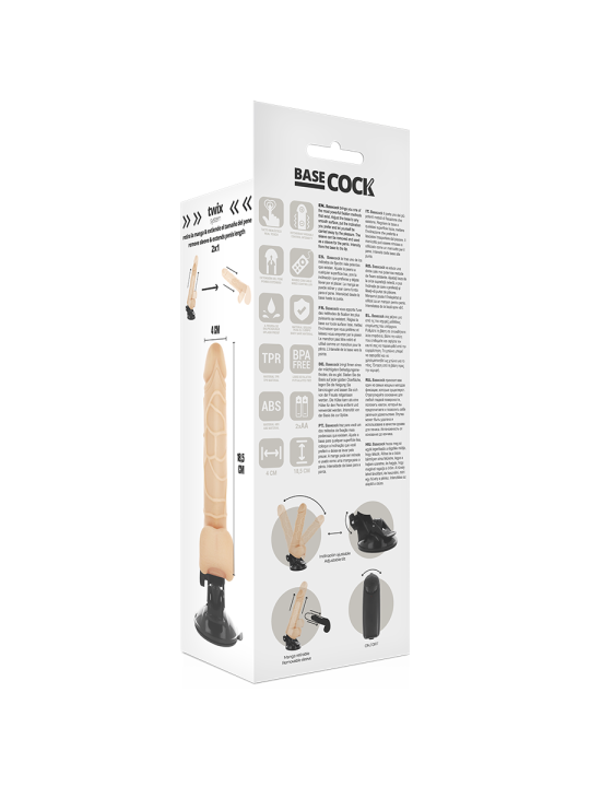 BASECOCK - VIBRADOR REALÍSTICO CONTROL REMOTO 18.5 CM -O- 4CM
