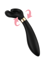 Satisfyer Endless Fun en negro con anillo dorado, multivibrador de tres motores con cabezal giratorio