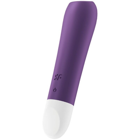 Bala vibradora Satisfyer Ultra Power Bullet 2 en morado con base blanca y botón de encendido