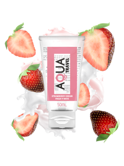 AQUA TRAVEL - LUBRICANTE BASE AGUA SABOR FRESA Y NATA