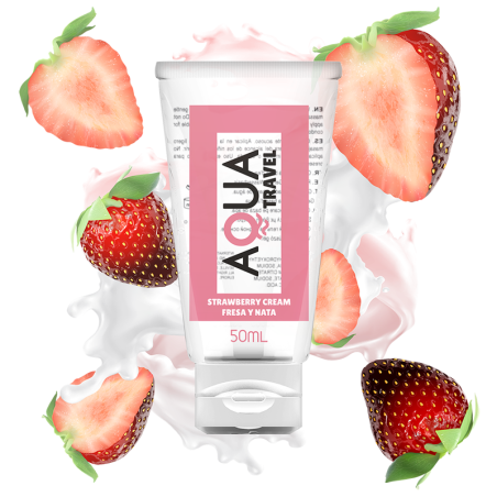 AQUA TRAVEL - LUBRICANTE BASE AGUA SABOR FRESA Y NATA