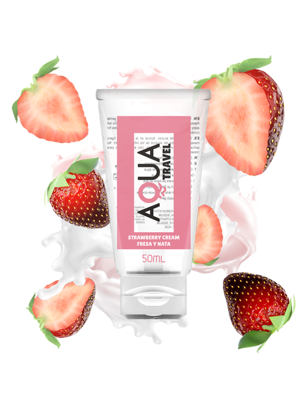 AQUA TRAVEL - LUBRICANTE BASE AGUA SABOR FRESA Y NATA