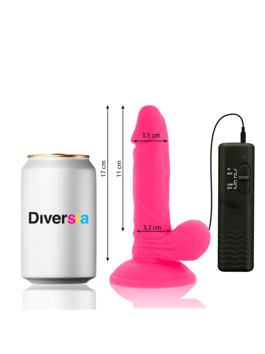 DIVERSIA - DILDO REALÍSTICO FLEXIBLE CON VIBRACIÓN -O- 3.3 CM