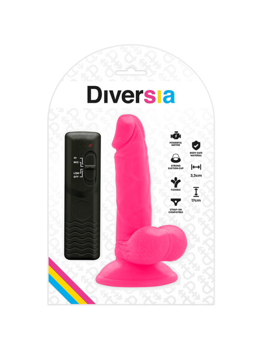 DIVERSIA - DILDO REALÍSTICO FLEXIBLE CON VIBRACIÓN -O- 3.3 CM