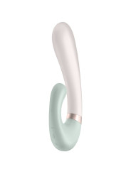 Satisfyer Heat Wave, vibrador de doble estímulo con cuerpo claro y brazo en verde menta