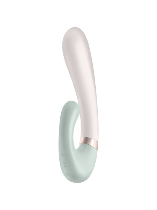 Satisfyer Heat Wave, vibrador de doble estímulo con cuerpo claro y brazo en verde menta