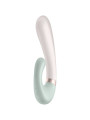 Satisfyer Heat Wave, vibrador de doble estímulo con cuerpo claro y brazo en verde menta