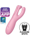 Satisfyer Threesome 4 rosa, vibrador de contacto de tres brazos con botones más, menos y programa en el mango