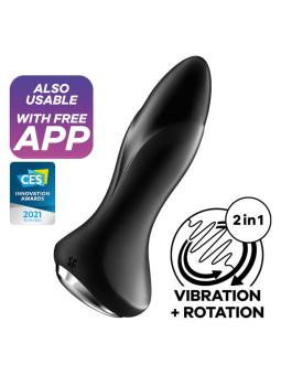 Satisfyer Rotator Plug 1+ en negro, plug anal vibrador con rotación compatible con app gratuita