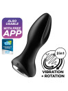 Satisfyer Rotator Plug 2+ en negro, plug anal de silicona con base ancha y contacto magnético de carga