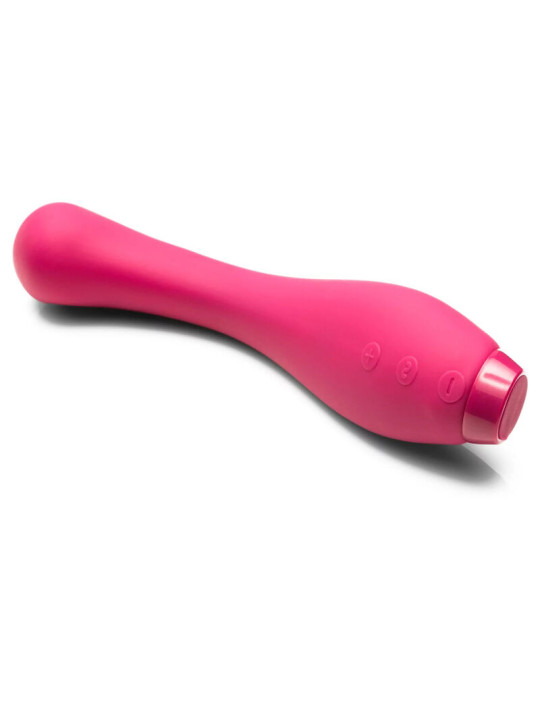 Je Joue Juno fucsia tumbado, con botones más, patrón y menos y contacto de carga en la base