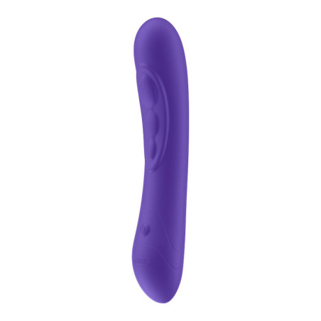 Vibrador punto G Kiiroo Pearl 3 en morado, con los tres relieves de la cara interna y el botón de control