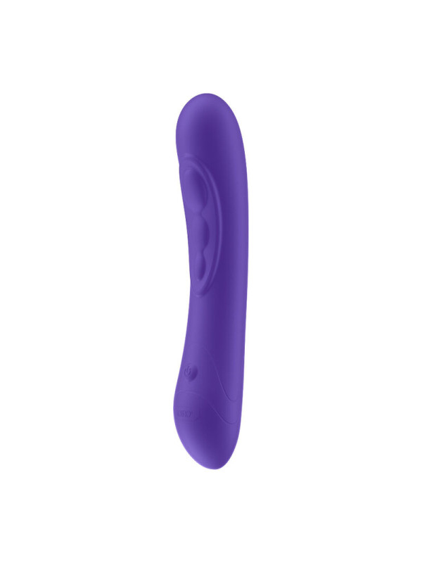 Vibrador punto G Kiiroo Pearl 3 en morado, con los tres relieves de la cara interna y el botón de control