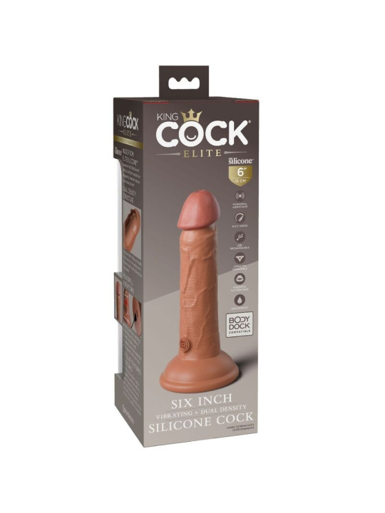 KING COCK - ÉLITE DILDO REALÍSTICO VIBRADOR & SILICONA CARAMELO