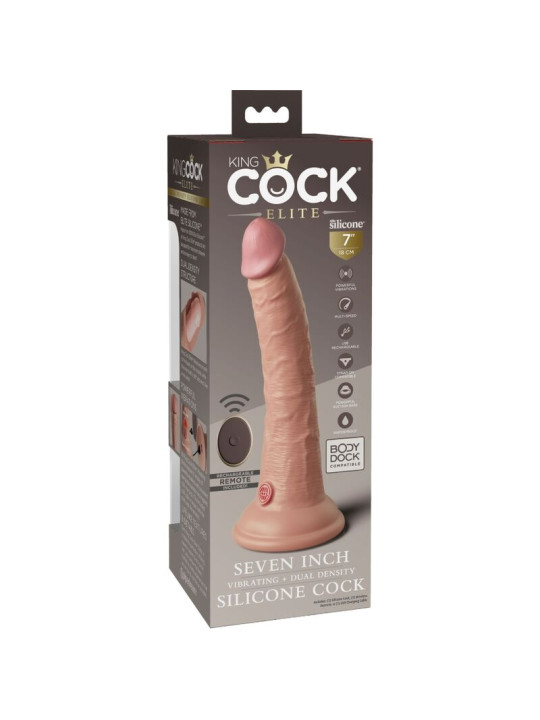 KING COCK - ÉLITE DILDO REALÍSTICO VIBRADOR & SILICONA CONTROL REMOTO