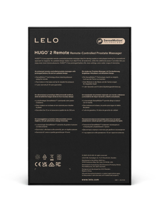 LELO - HUGO 2 MASAJEADOR DE PROSTATA CONTROL REMOTO