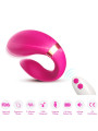 Armony Crescent en fucsia, vibrador para parejas en forma de C con anillo dorado y mando a distancia