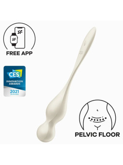 Bolas chinas vibradoras Satisfyer Love Birds 1 en blanco, con app gratuita y distinción CES Innovation Awards 2021