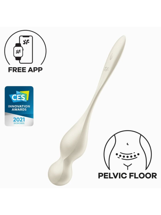 Bolas chinas vibradoras Satisfyer Love Birds 1 en blanco, con app gratuita y distinción CES Innovation Awards 2021