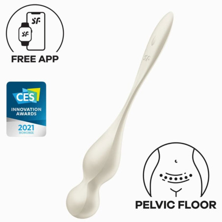 Bolas chinas vibradoras Satisfyer Love Birds 1 en blanco, con app gratuita y distinción CES Innovation Awards 2021