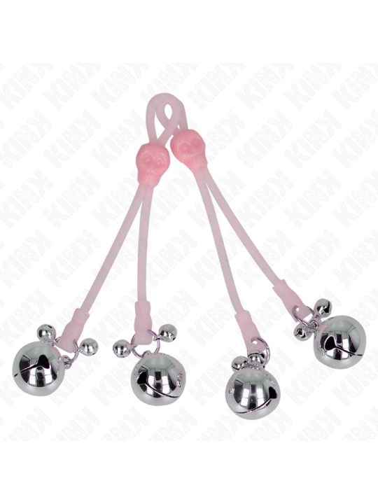 KINK - PINZAS PARA PEZONES LUMINOSAS FORMA CALABERA CON CASCABEL SONORO AJUSTABLE / PLATEADO