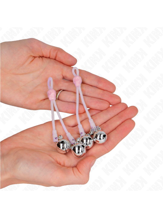 KINK - PINZAS PARA PEZONES LUMINOSAS FORMA CALABERA CON CASCABEL SONORO AJUSTABLE / PLATEADO
