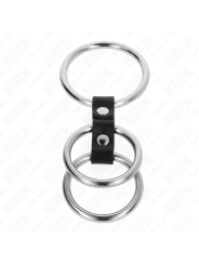 KINK - ANILLO PENE TRIPLE METAL A 5 CM CONECTADOS CON CUERO