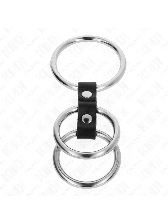 KINK - ANILLO PENE TRIPLE METAL A 5 CM CONECTADOS CON CUERO