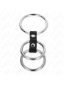 KINK - ANILLO PENE TRIPLE METAL A 5 CM CONECTADOS CON CUERO