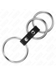 KINK - ANILLO PENE TRIPLE METAL A 5 CM CONECTADOS CON CUERO