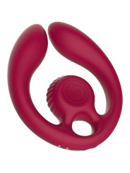 Snail Vibe Gizi Duo en burdeos, vibrador doble para parejas con brazos flexibles y cabezal con anilla para el dedo