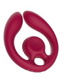 Snail Vibe Gizi Duo en burdeos, vibrador doble para parejas con brazos flexibles y cabezal con anilla para el dedo