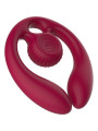 Vista trasera del Snail Vibe Gizi Duo burdeos con cabezal en espiral, anilla Finger Lock y contactos de carga magnética