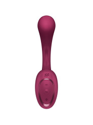 Vista frontal del Satisfyer G for Goddess 2 burdeos con botones menos, programa y más