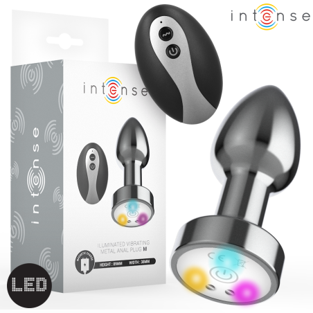 INTENSE - PLUG ANAL DE METAL VIBRADOR CON LUCES LED Y CONTROL REMOTO